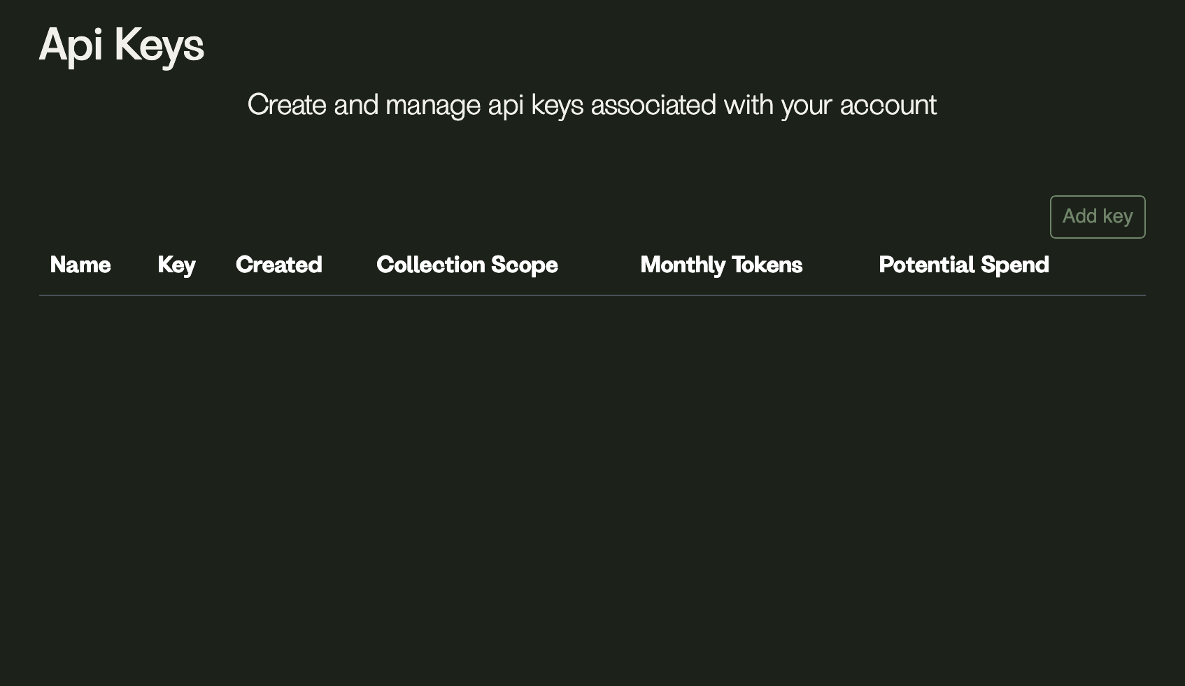 API key setup screen